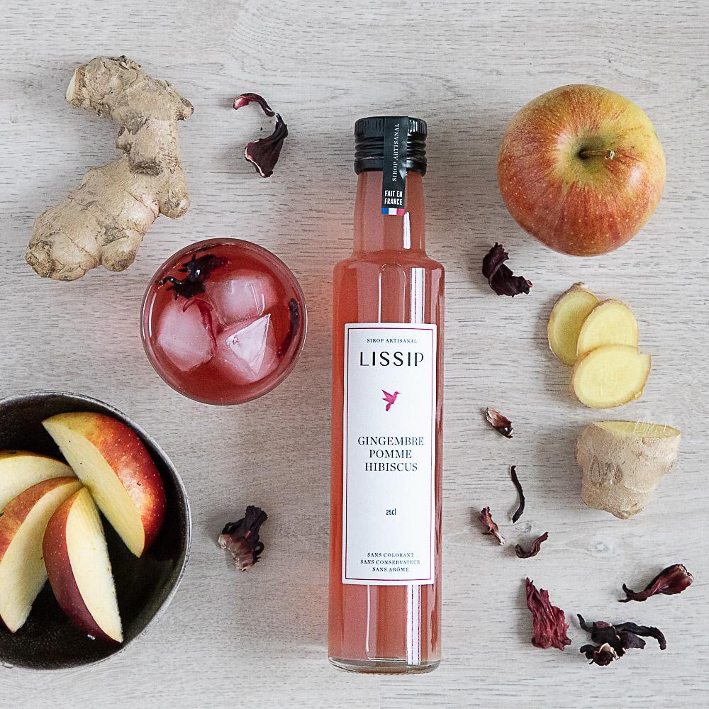 Sirop artisanal Gingembre Pomme Hibiscus