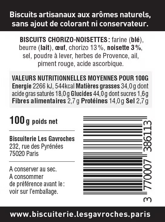 Biscuits salés chorizo / noisettes